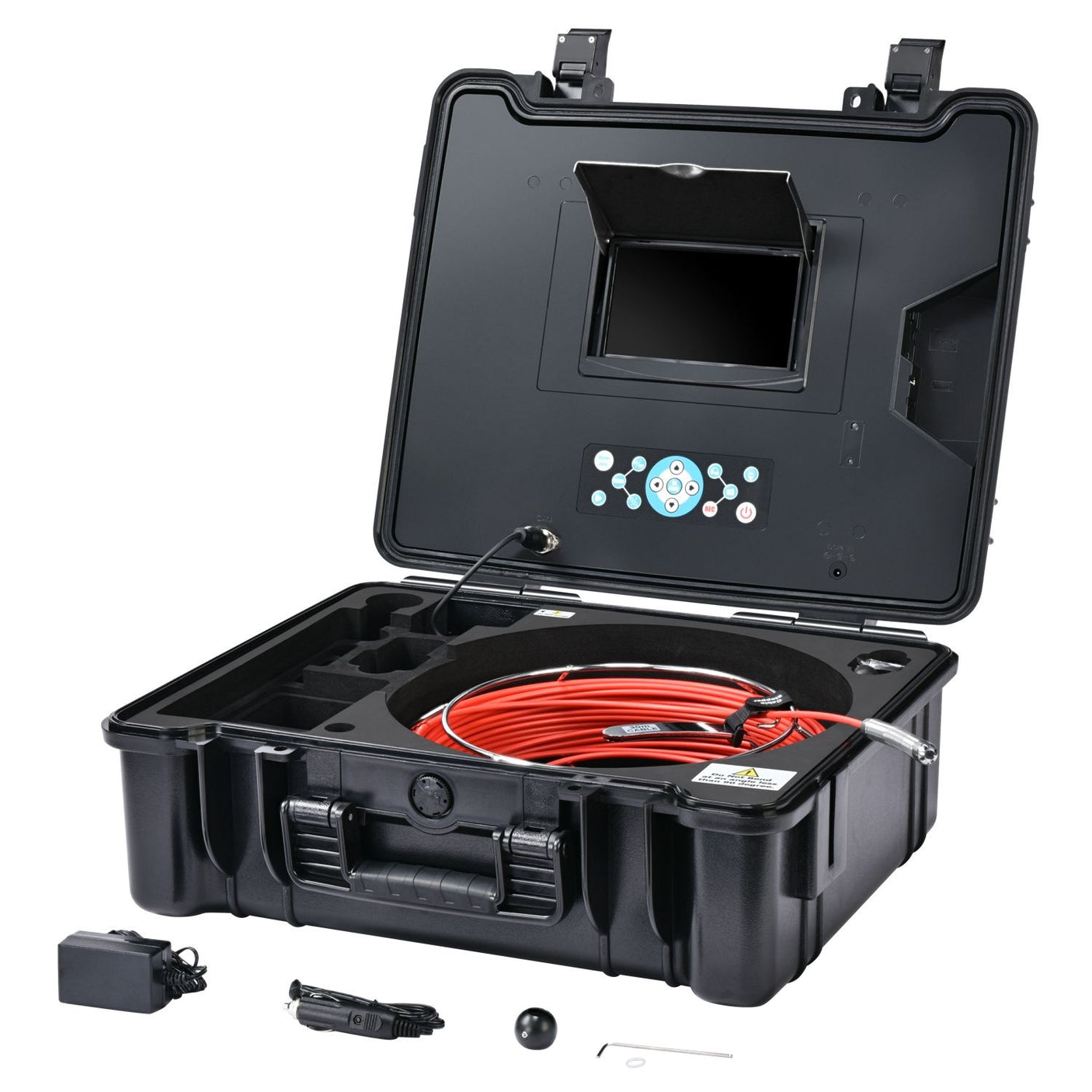 Vividia VS-719A All-in-One Pipe Sewer Drain Tube Video Inspection Camera 7" Screen 4.8mm Diameter 40m Long Push-Rod Cable and 14mm Diameter Camera 512Hz Sonde