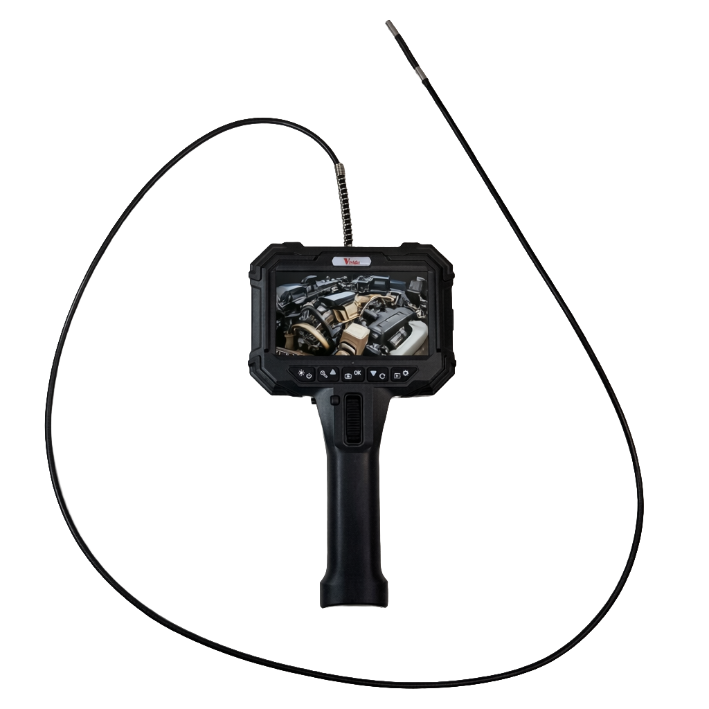 Vividia VA-2950A Two-Way Articulating Borescope 2.9mm/0.12in Slim Probe 5" Industrial Borescope Inspection Camera
