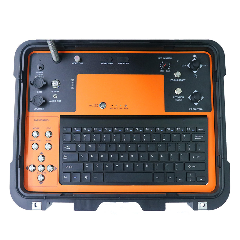 Vividia DV13-50PT-100 Underwater Borehole Inspection Camera System with 50mm Diameter Pan-Tilt Camera and 100 Meter Cable and 13 Inch IPS Monitor