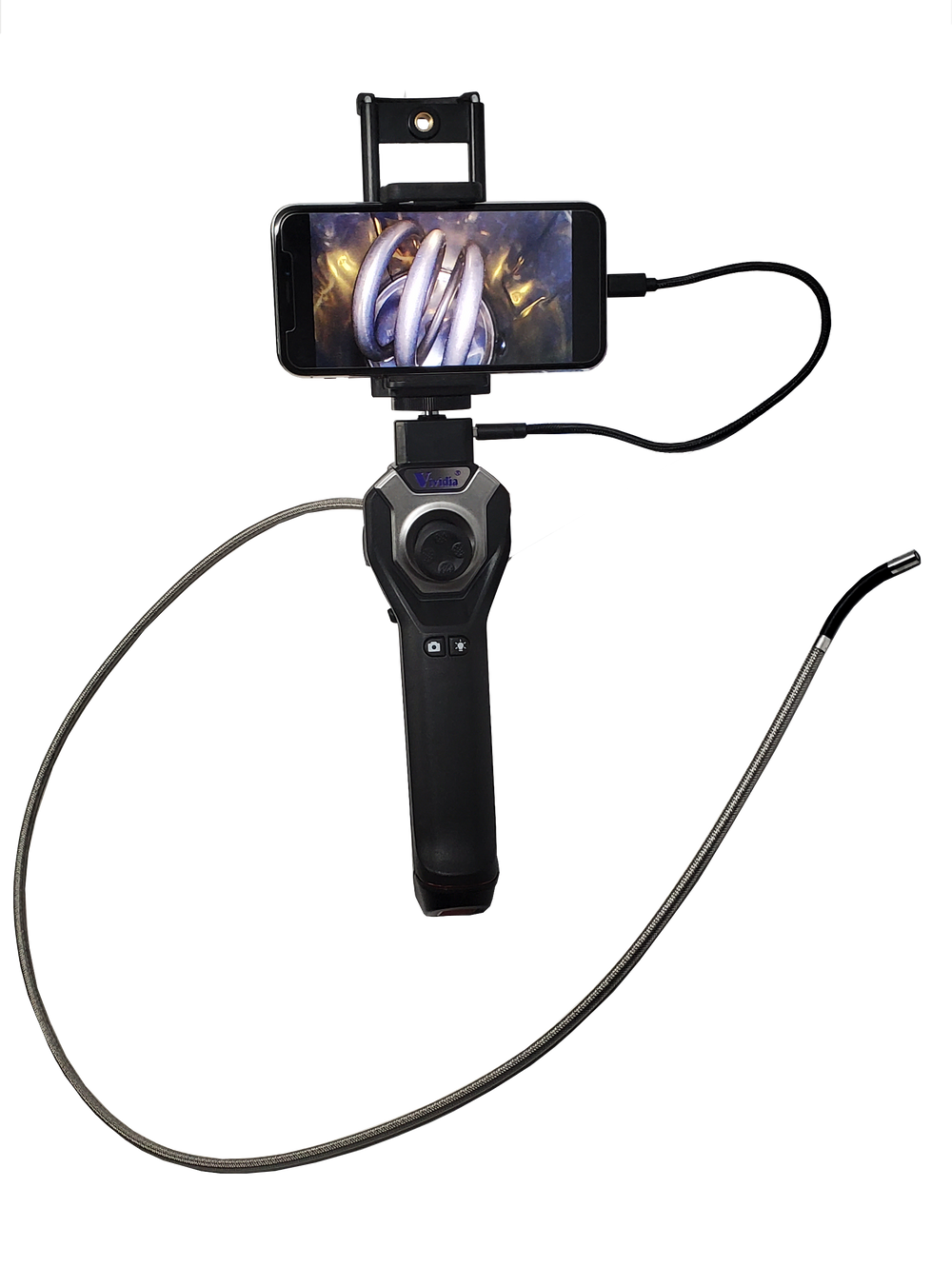 Vividia CX-6010U 6mm Diameter Flexible Joystick Articulation USB Borescope for Windows Mac Android and iOS