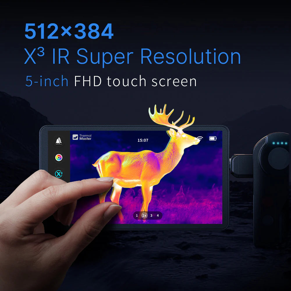 DV2 Handheld Thermal Monocular Camera 5" Touchscreen 1100 Yard Detection with X³ to 512*384 IR resolution