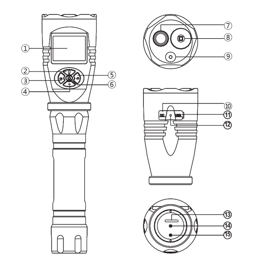 Vividia F9 Heavy Duty Metal Flashlight DVR Camera with One 3W White LED Light and 1.5 Inch LCD Monitor and Rechargeable Battery