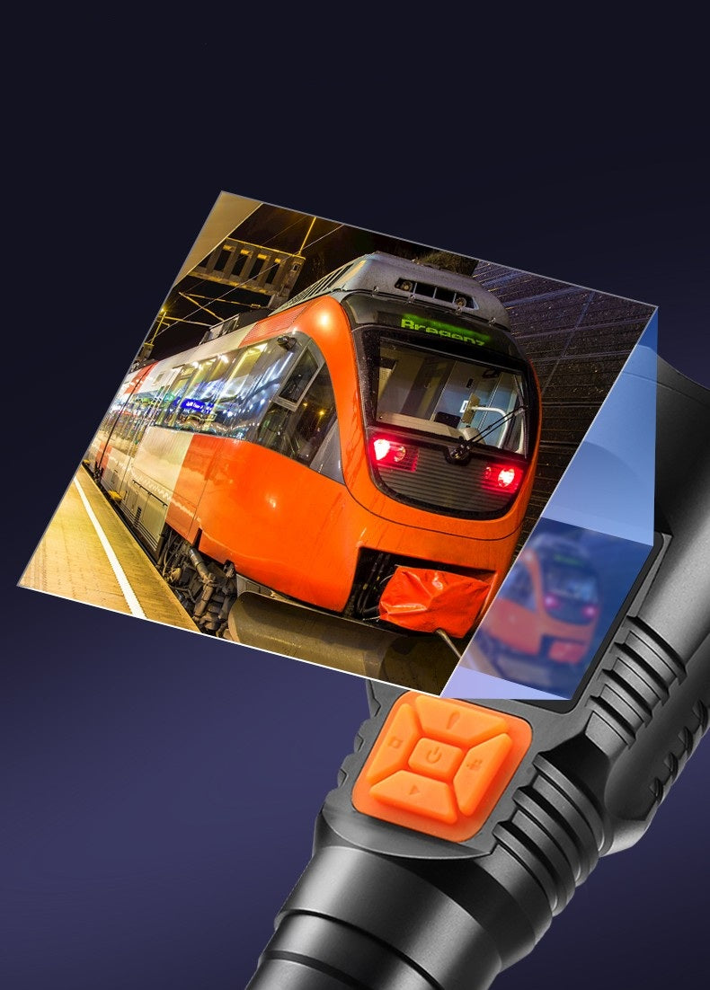 Vividia F9 Heavy Duty Metal Flashlight DVR Camera with One 3W White LED Light and 1.5 Inch LCD Monitor and Rechargeable Battery