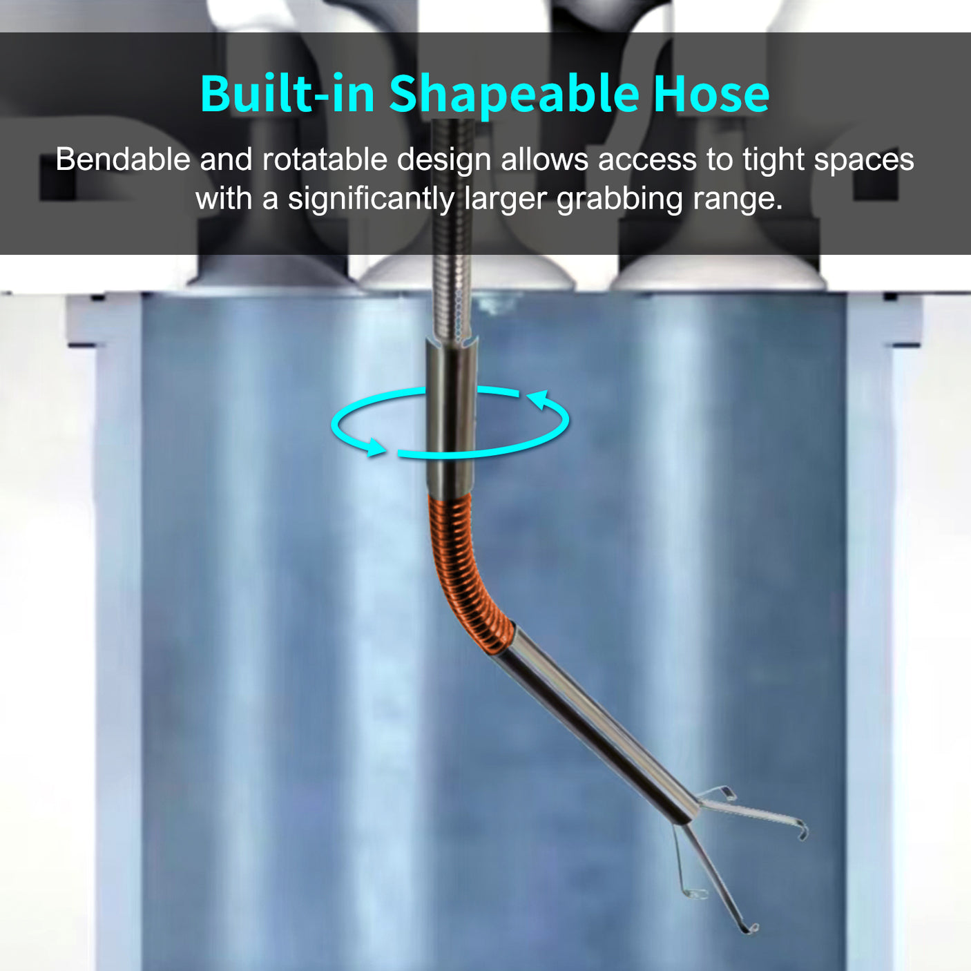 Vividia GS-4110 Slim 4.1mm Diameter Bendable 4-Claw Grabber Retrieval Tool with Flexible 1m Long Probe