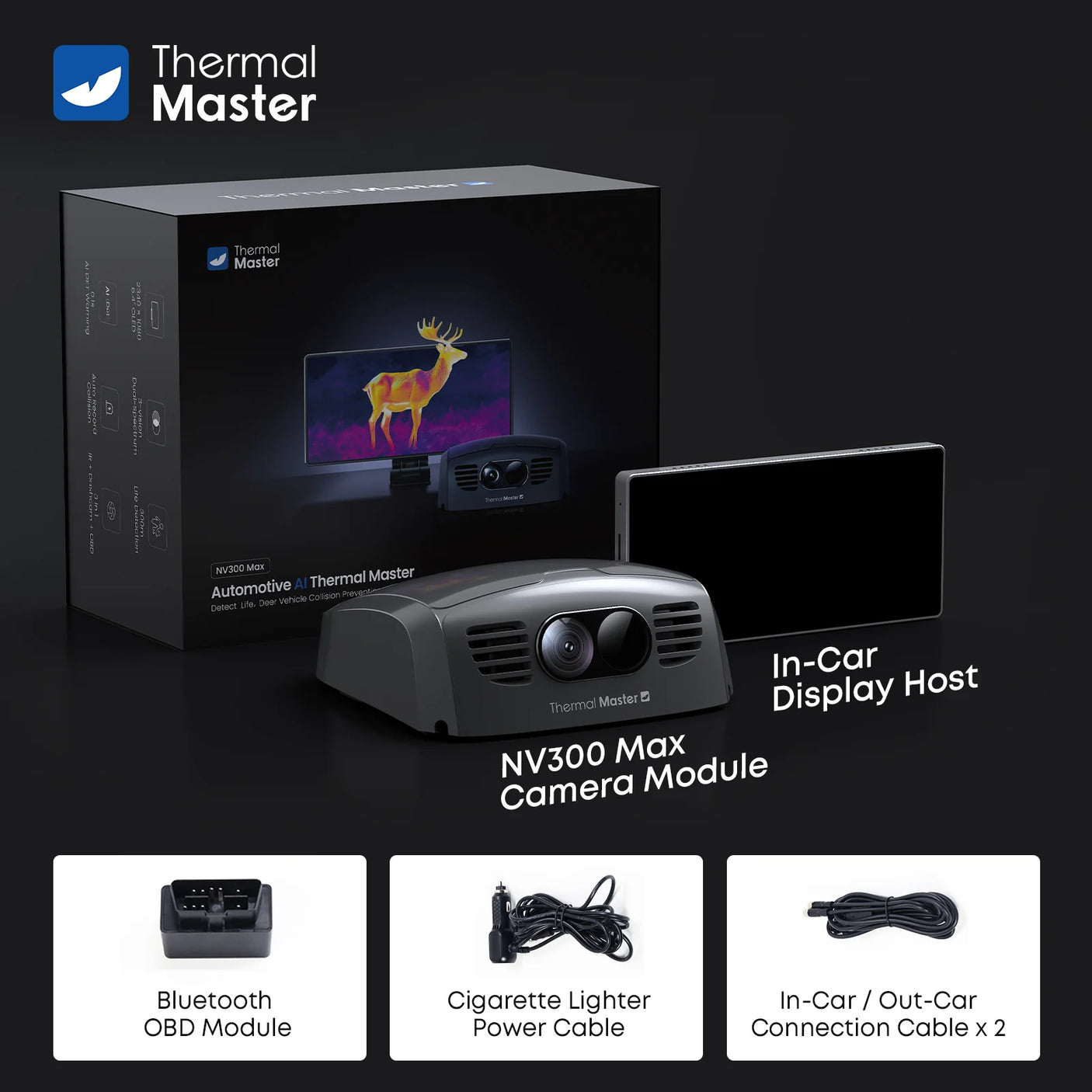 Thermal Master NV300 MAX, Detect Life, 328 Yards Anti-Collision Automotive Thermal Night Vision System Dashcam