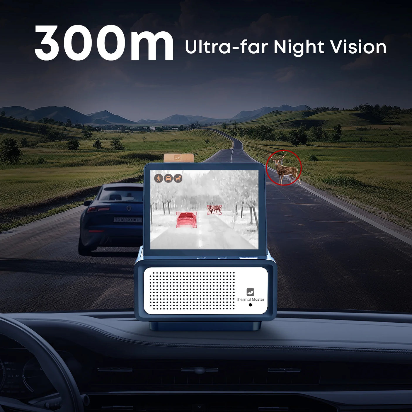 Thermal Master NV300 MAX, Detect Life, 328 Yards Anti-Collision Automotive Thermal Night Vision System Dashcam