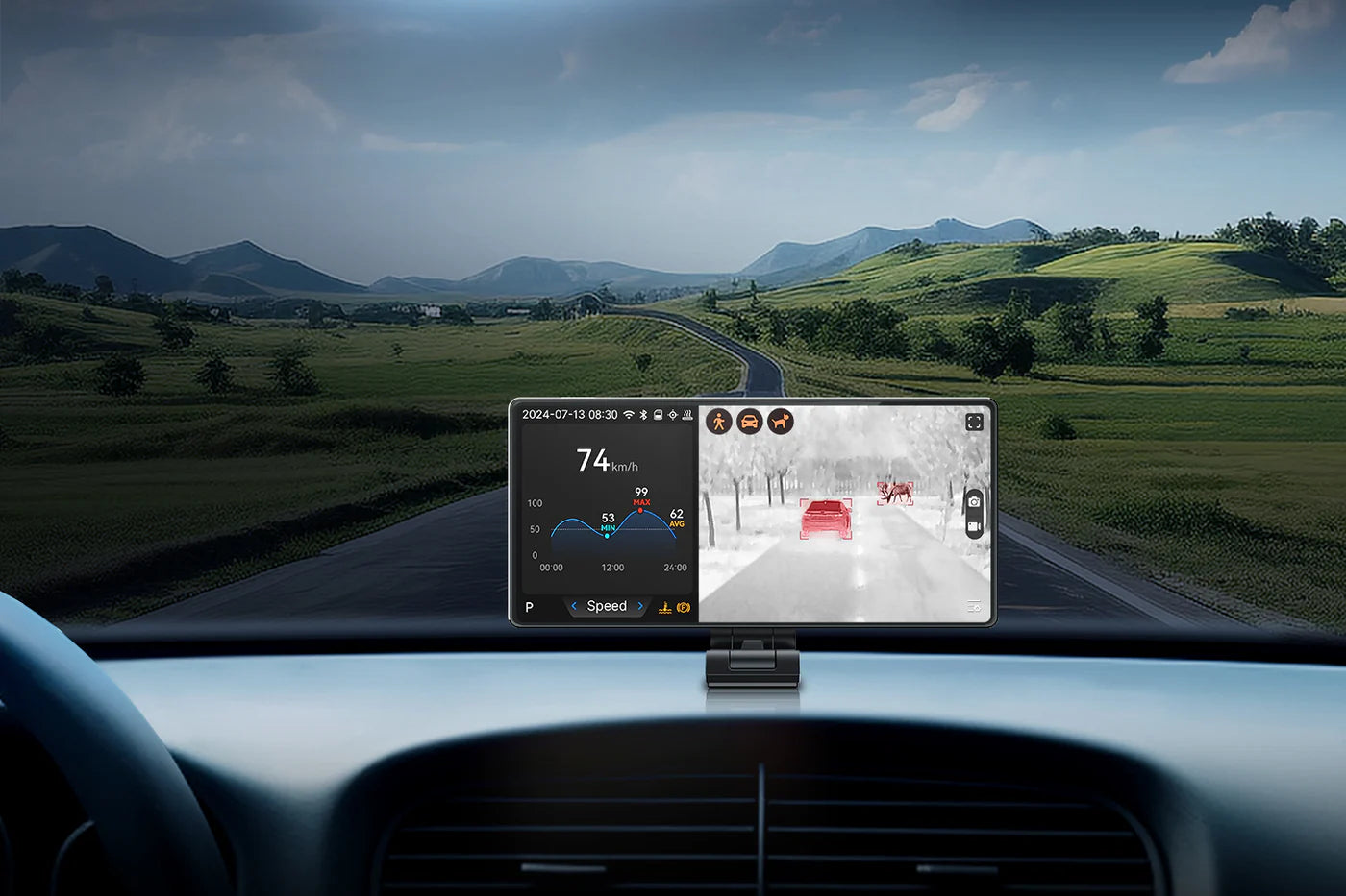 Thermal Master NV300 MAX, Detect Life, 328 Yards Anti-Collision Automotive Thermal Night Vision System Dashcam