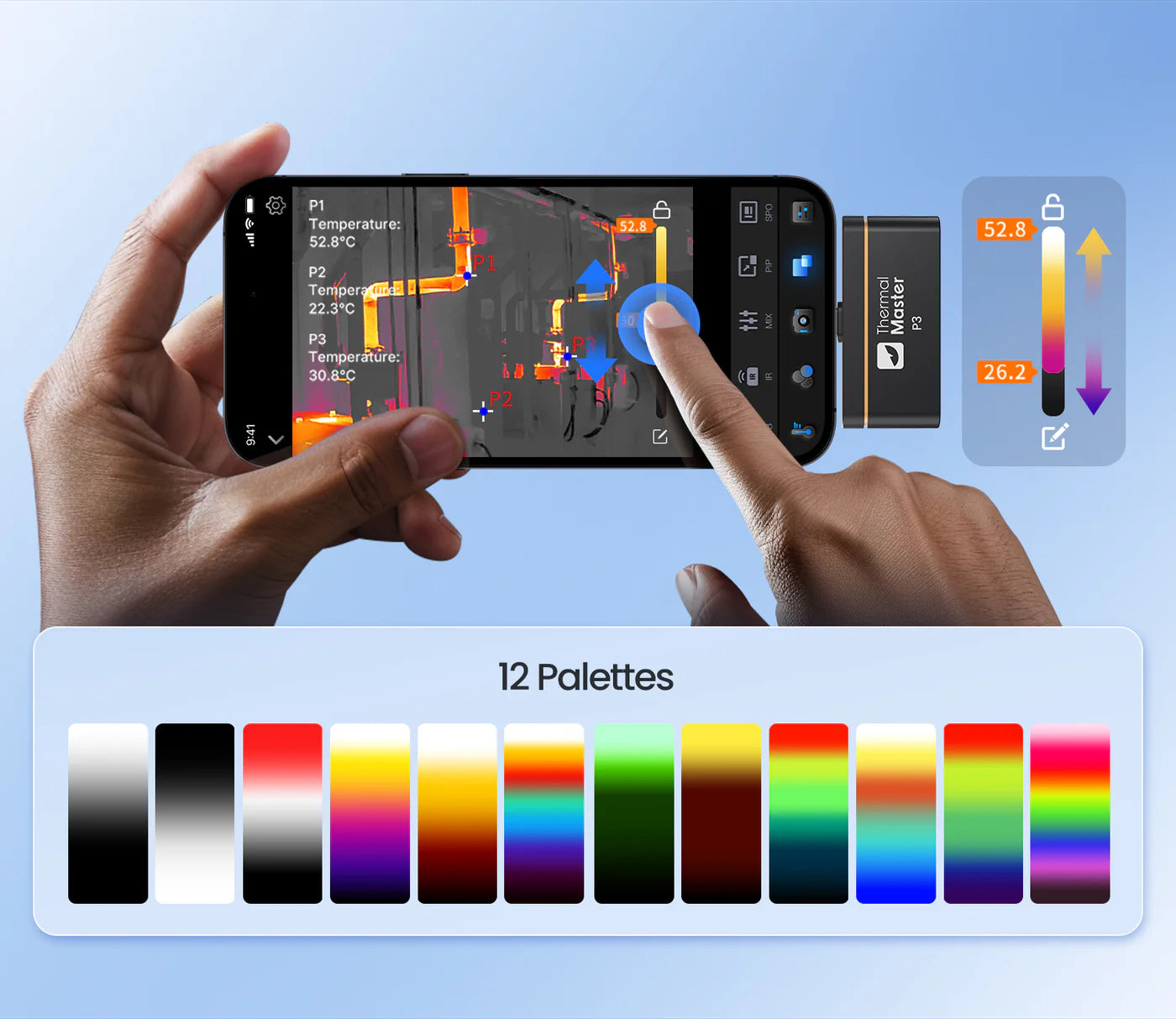 P3 Focusable Thermal Imager Camera X³IR™ Resolution 512x384 for iPhone iPad and Android Windows PC
