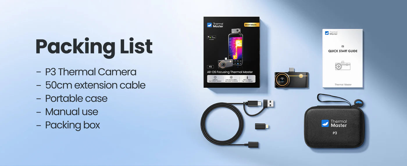 P3 Focusable Thermal Imager Camera X³IR™ Resolution 512x384 for iPhone iPad and Android Windows PC