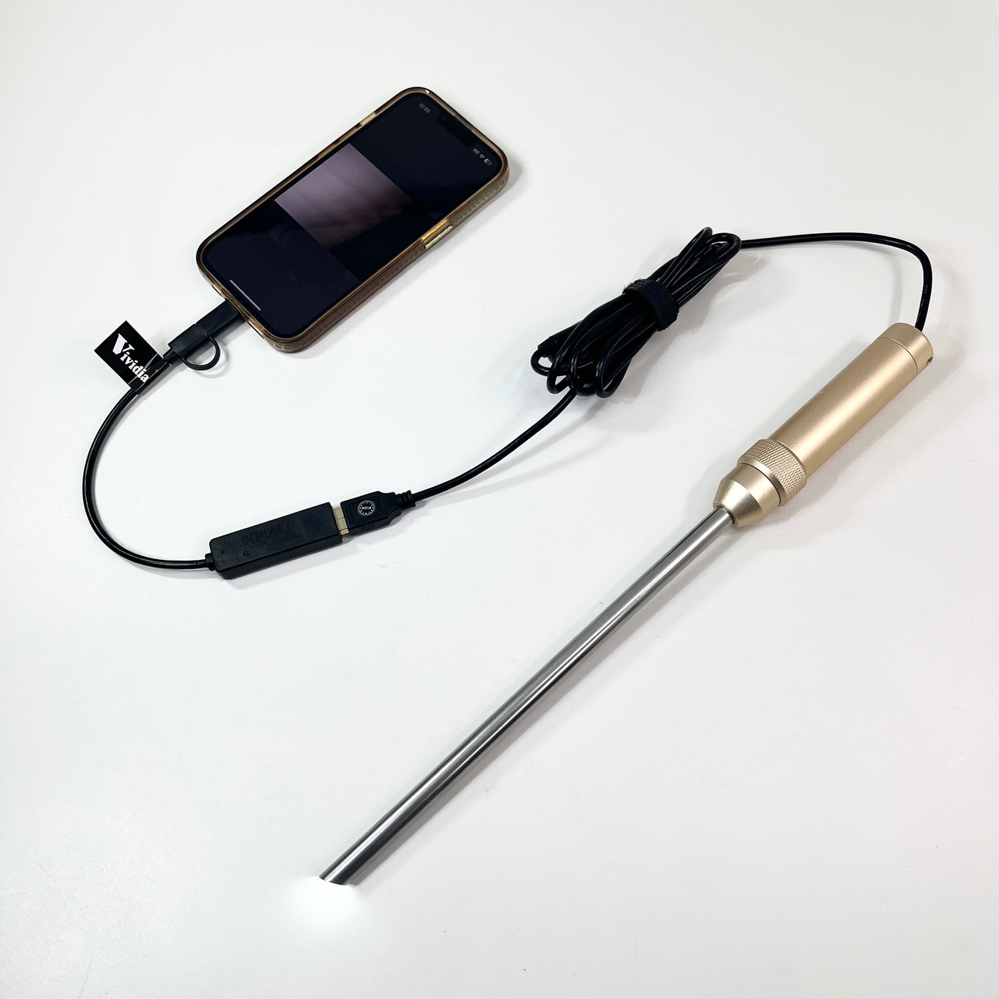 Vividia RB-10220-30 Rigid USB Manual Focus 2MP FHD Borescope 10mm Diameter 8.6" Long