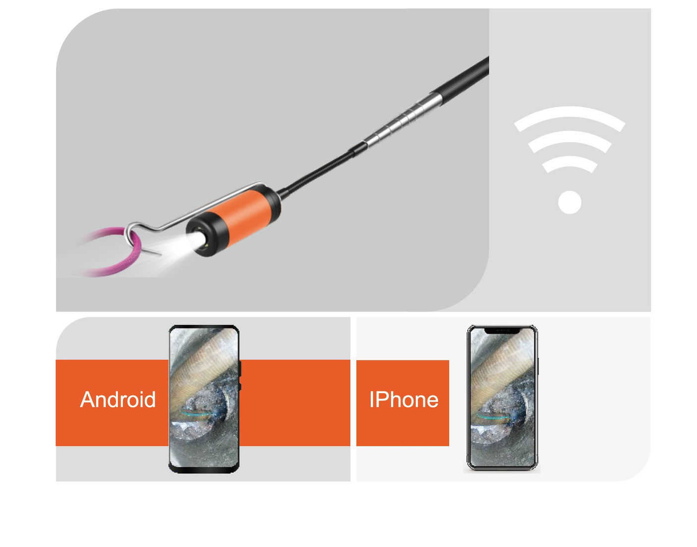 Vividia TVS-101 Telescopic WiFi Wireless Inspection Camera 1 Meter Long for iPhone iPad Android Devices