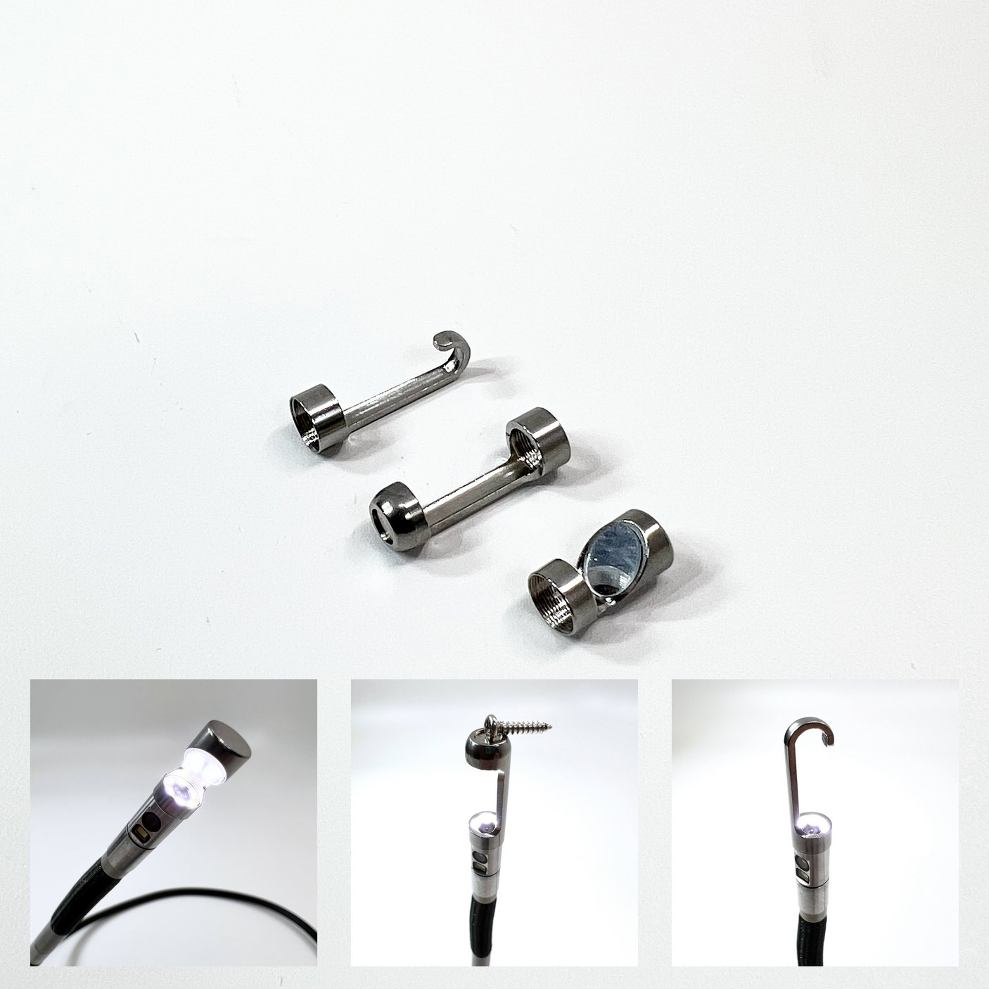 Vividia VA-D6560U USB Semi-Rigid Borescope Endoscope with Dual Camera and 180 Degree Articulating 6.5mm Diameter 60cm Long Probe and LED Lights