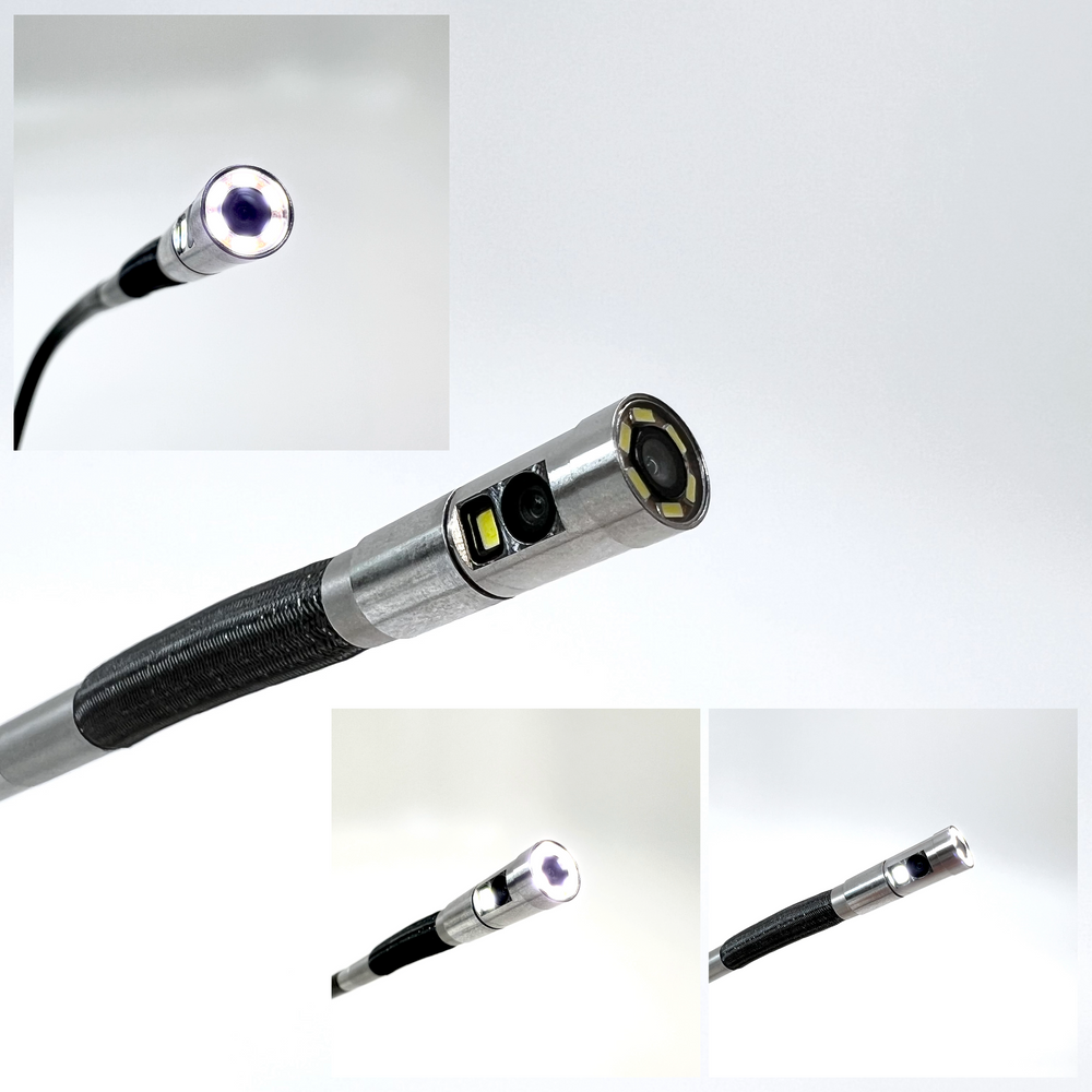 Vividia VA-D6560U USB Semi-Rigid Borescope Endoscope with Dual Camera and 180 Degree Articulating 6.5mm Diameter 60cm Long Probe and LED Lights