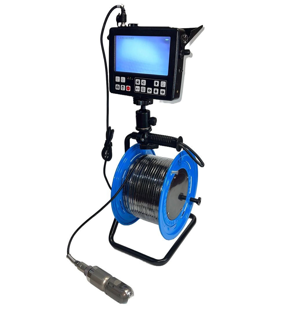 Vividia DV8-50PT-20 or 50 or 100 Professional Portable Underwater Pan-Tilt-Focus Inspection Camera Flexible Cable 50mm Diameter PTF Camera Head 8 Inch Monitor