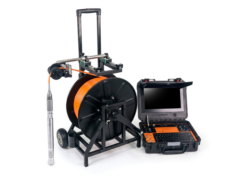 Vividia DV13-45LDP-200 Underwater Borehole Well Inspection Camera System with 45mm Diameter Rotational Dual-View Camera and Manual Reel