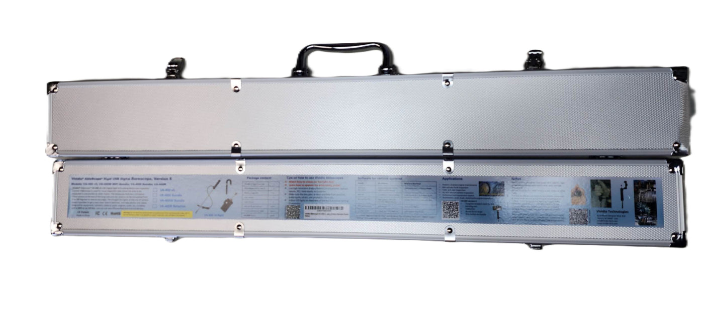 Aluminum Tool Box for Vividia VA-400 Rigid Articulating Borescope and UV-400 Articulating UV/White LED Borescope