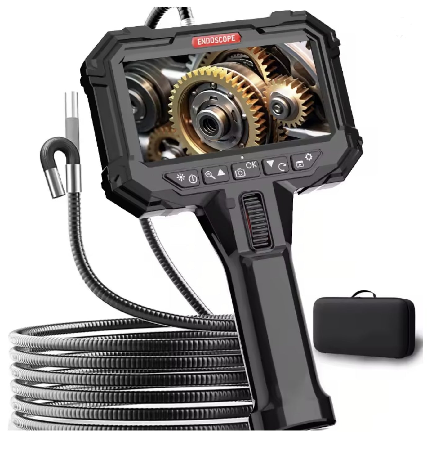 Vividia VA-5550A Two-Way Articulating Borescope 5.5mm/0.22in Slim Probe 5" Industrial Borescope Inspection Camera