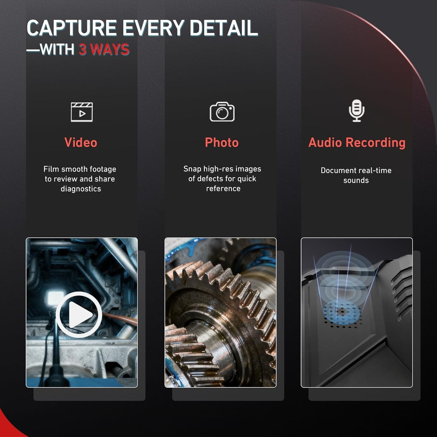 Vividia VA-5550A Two-Way Articulating Borescope 5.5mm/0.22in Slim Probe 5" Industrial Borescope Inspection Camera