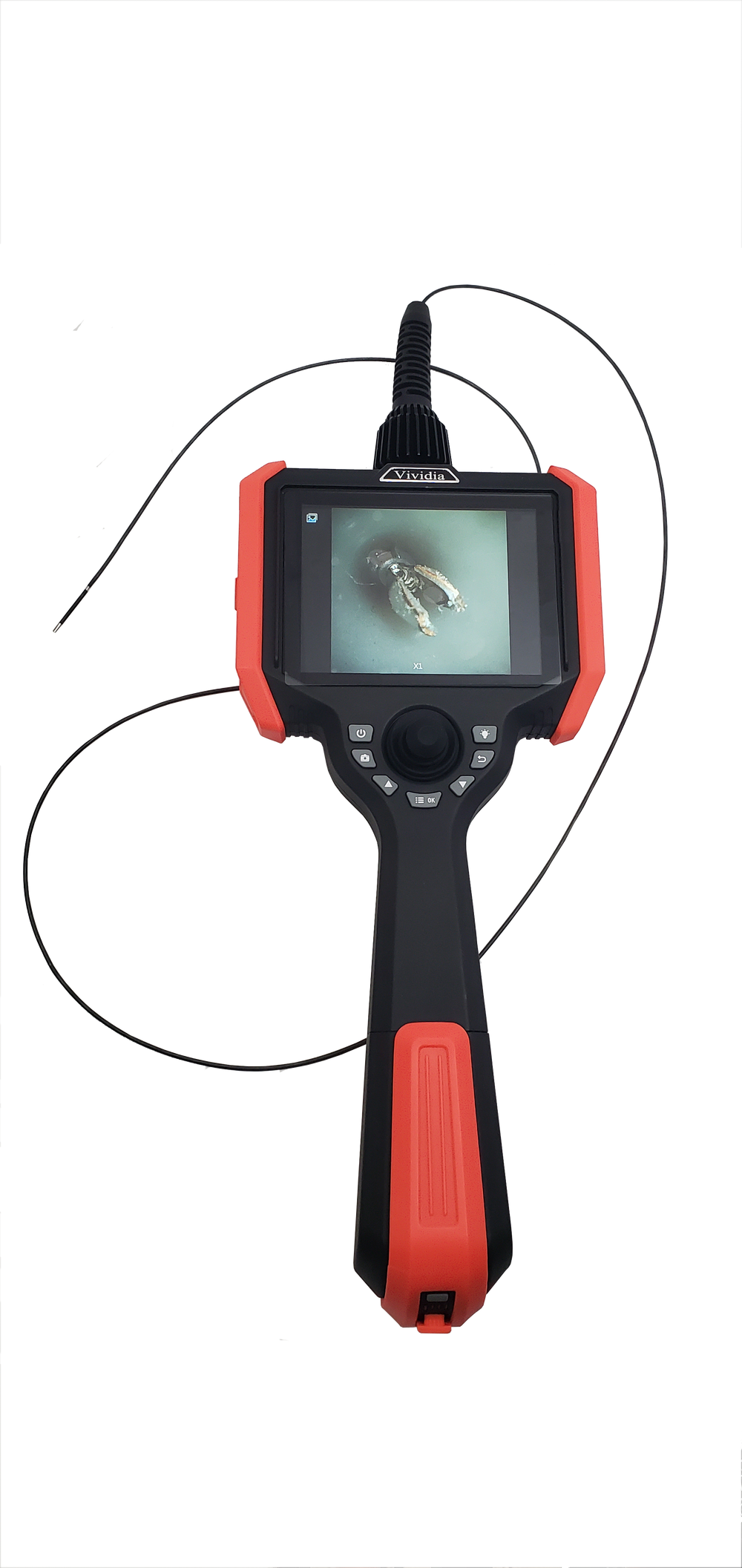 Vividia VK-2010 VK-2015 Joystick 360 Degree Articulating Video Borescope with 2mm Diameter 1 or 1.5 Meter Long Probe and 5" LCD Monitor