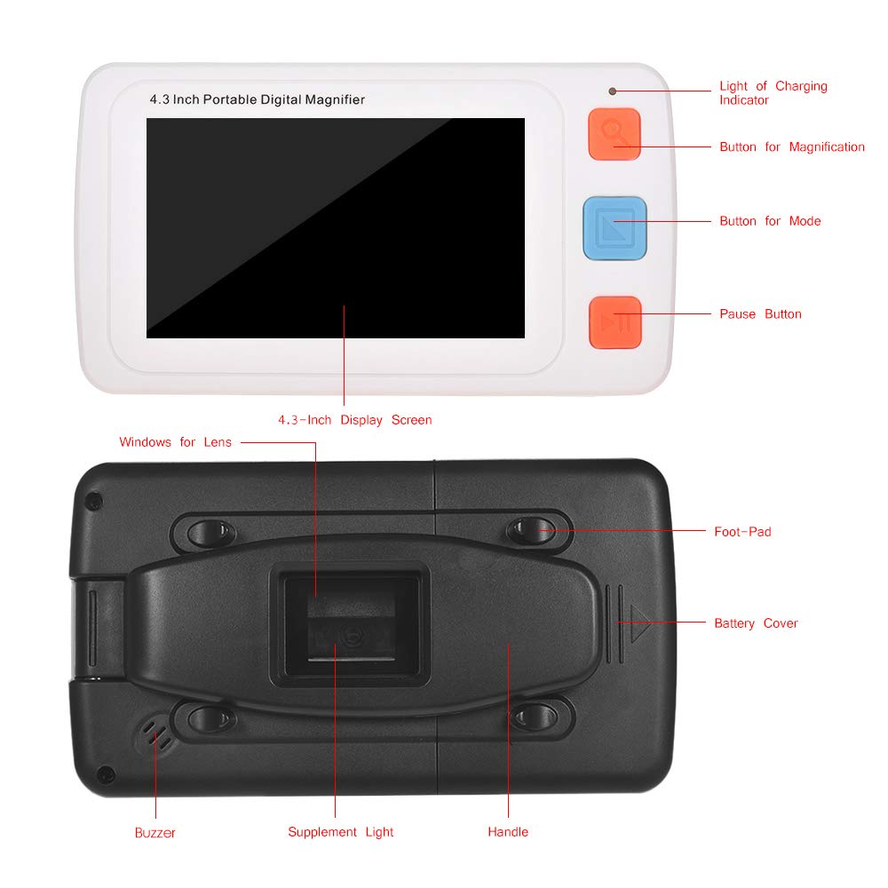 ViSee LVM-450 Portable Electronic Video Magnifier Reading Aide for Low Vision with 4.3 Inch Monitor and 10 Color Modes
