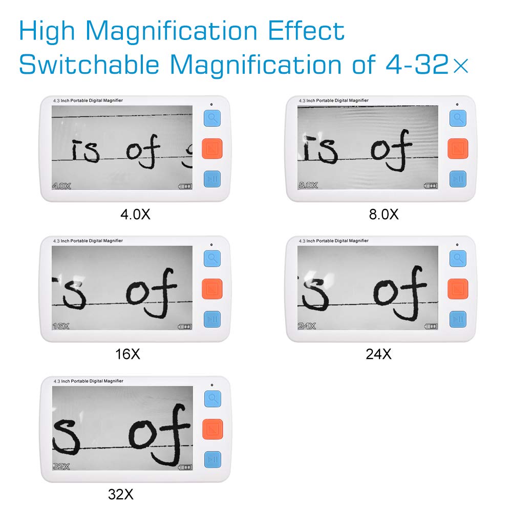 ViSee LVM-450 Portable Electronic Video Magnifier Reading Aide for Low Vision with 4.3 Inch Monitor and 10 Color Modes