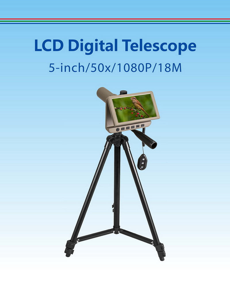 Vividia SS-550 Digital LCD Spotting Scope Telescope Camera 10-50x35mm with 5" Screen 1080P Video 14MP Picture Capture