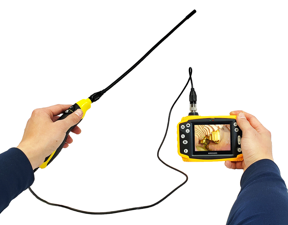 Vividia BD-9030 Dual Camera Borescope with 9mm Probe 30cm Long and 3.5" LCD Monitor for Professional Inspection and Horse Dental Examination