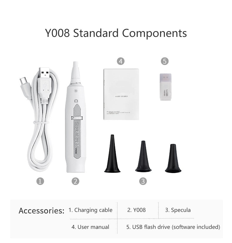 Vividia T008 USB Manual Focus Digital Video Otoscope for iPhone iPad Android PC and Mac
