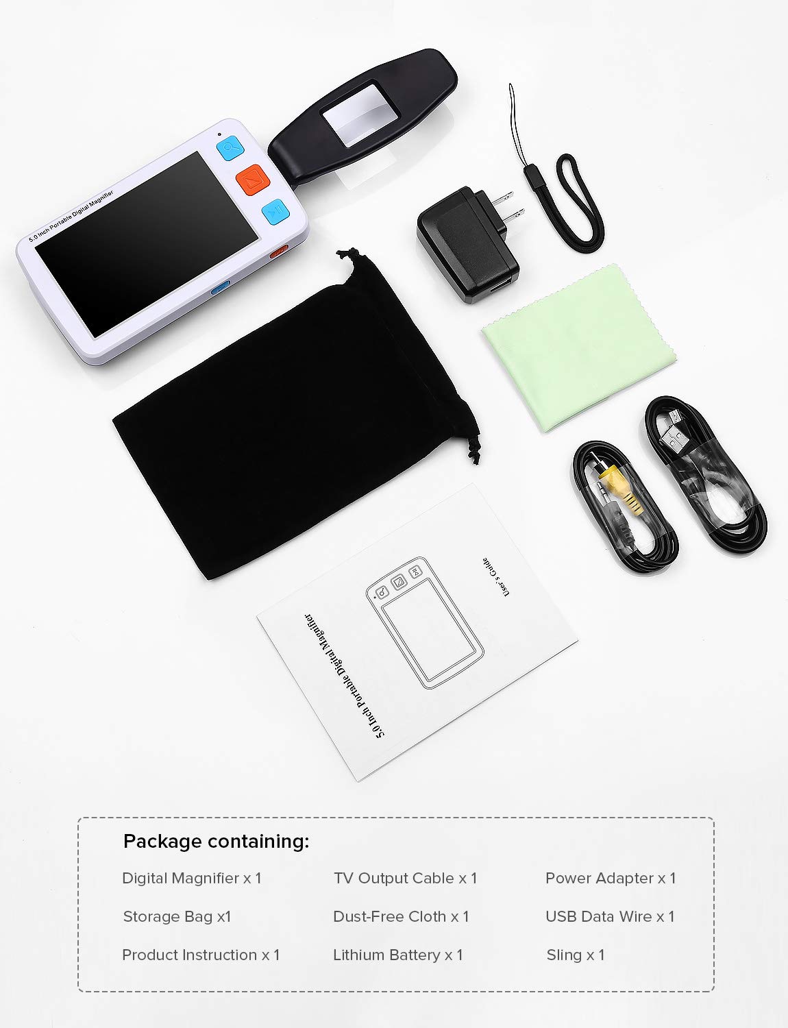 ViSee LVM-530 Portable Electronic Video Magnifier Reading Aide for Low Vision with 5.0 Inch Monitor and 17 Color Modes