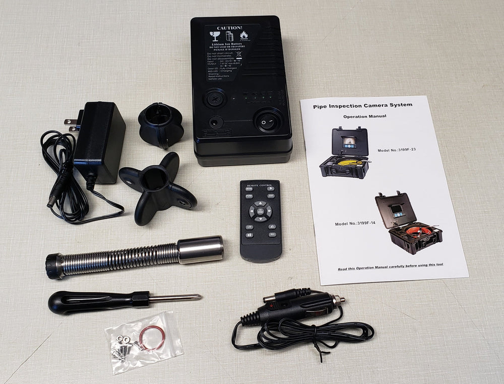Vividia VS-719 All-in-One Pipe Sewer Drain Tube Video Inspection Camera with 7" Portable Screen 5.2mm Diameter 40m Long Push-Rod Cable and 23mm Diameter Camera and On-Screen Meter Counter