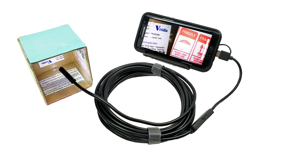 Vividia BD-8050U USB Dual Camera Borescope with 8mm / 0.32" Probe 5 Meter Long Semi-Rigid Probe for Windows and Android Devices