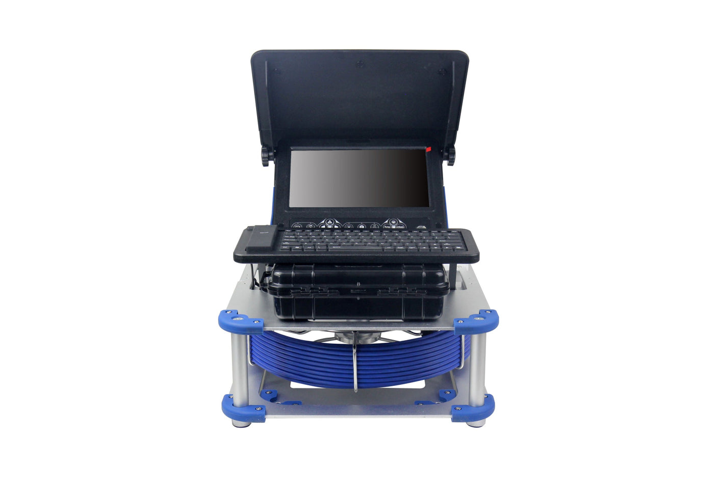 Vividia VS-82330 All-in-One HD Compact Pipe Sewer Drain Tube Video Inspection Camera with 10.1" Portable Screen 6.3mm Diameter 30m Long Push-Rod Cable and 23mm (0.91") Diameter 720P Camera Self-Leveling 512Hz Sonde Meter Counter