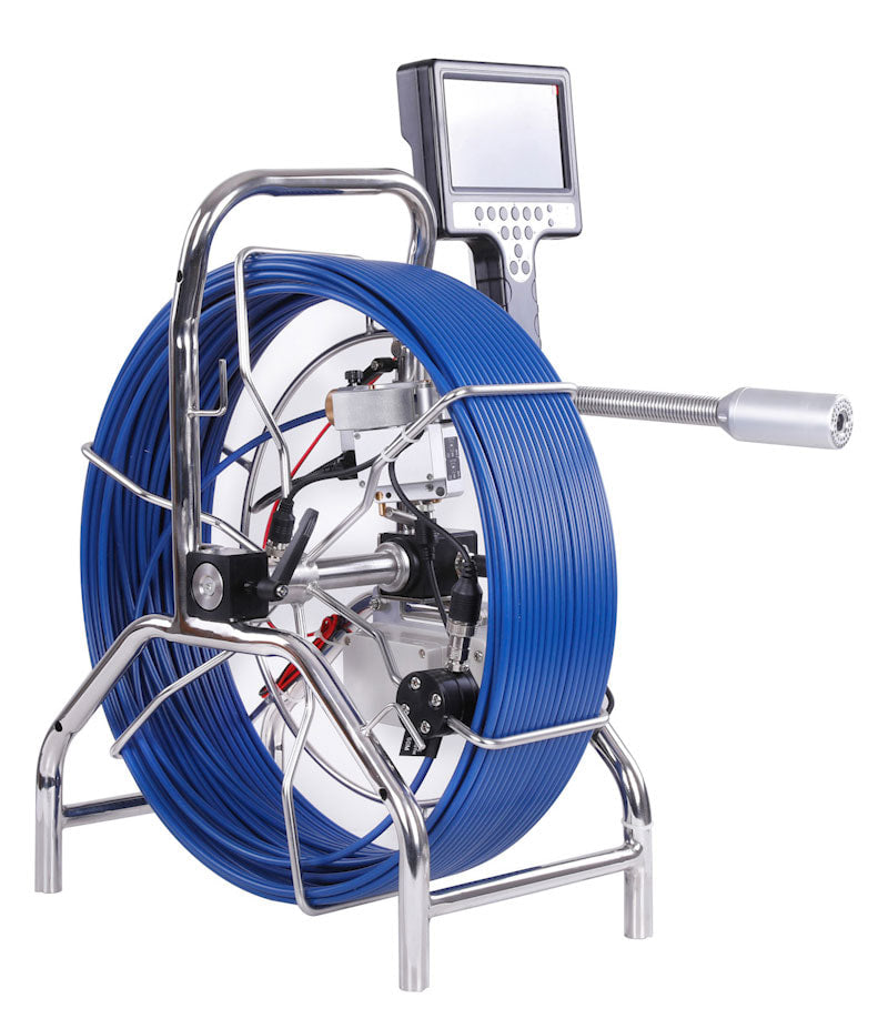 Vividia VS-34080 All-in-One Pipe Sewer Drain Tube Video Inspection Camera with 7" Portable Screen mm Diameter 262ft (80m) Long Push-Rod Cable and 40mm Diameter Self-Leveling Camera With Built-In 512Hz Transmitter