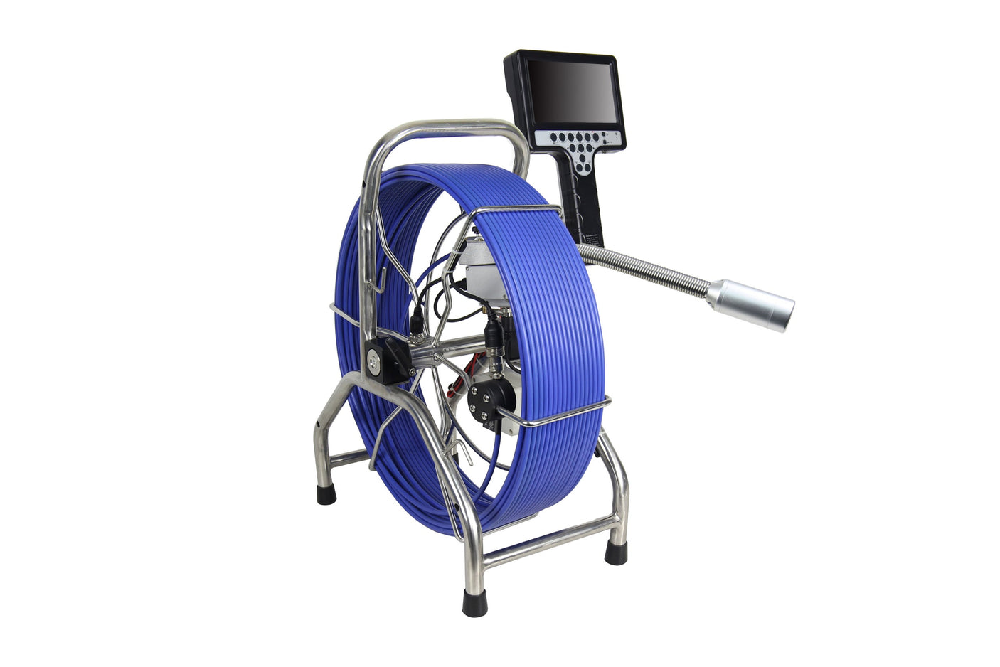 Vividia VS-34080 All-in-One Pipe Sewer Drain Tube Video Inspection Camera with 7" Portable Screen mm Diameter 262ft (80m) Long Push-Rod Cable and 40mm Diameter Self-Leveling Camera With Built-In 512Hz Transmitter