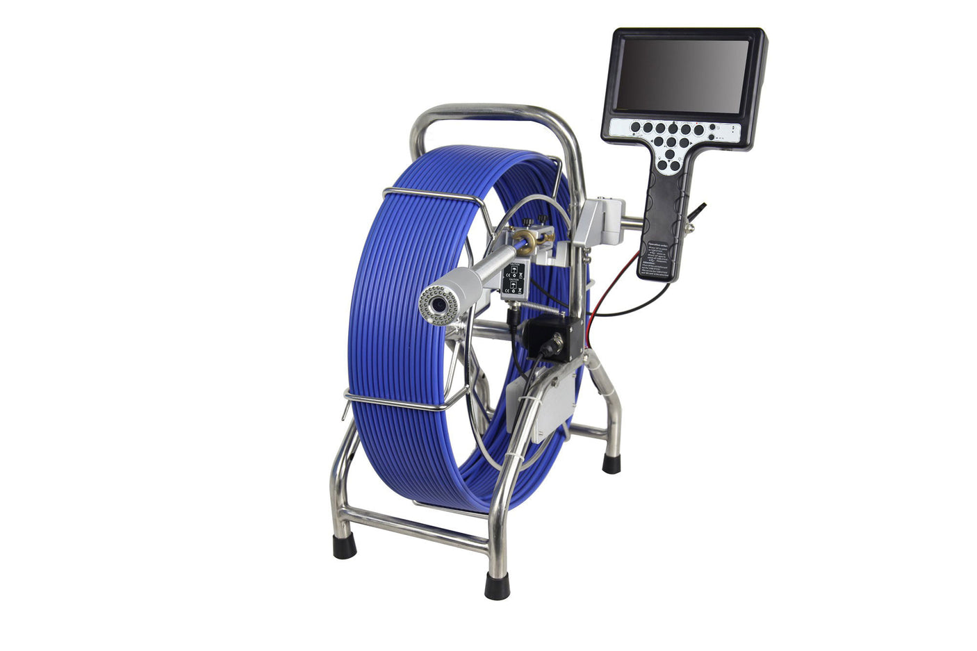 Vividia VS-34080 All-in-One Pipe Sewer Drain Tube Video Inspection Camera with 7" Portable Screen mm Diameter 262ft (80m) Long Push-Rod Cable and 40mm Diameter Self-Leveling Camera With Built-In 512Hz Transmitter