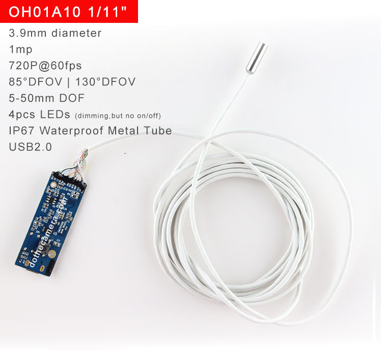 Vividia Borescope Camera Module, 3.9mm Diameter 1280x720 Resolution 60fps USB with steel case, CM-39A10