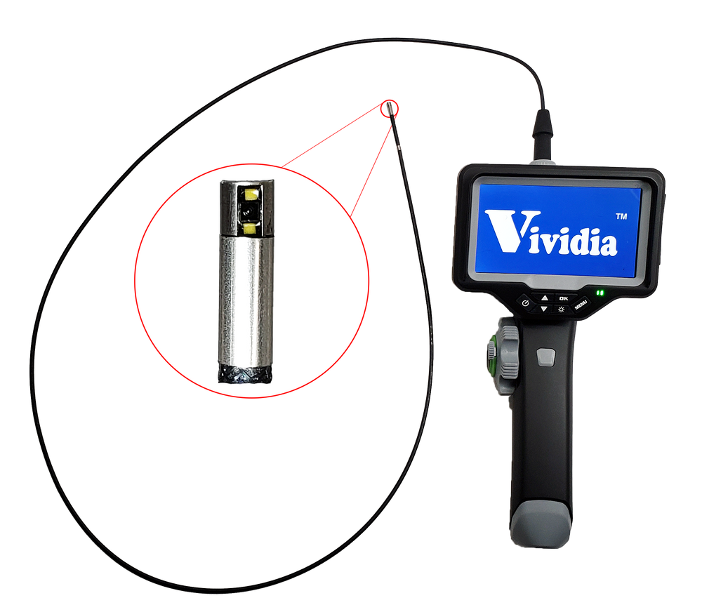 Vividia CT-3012S LCD/WiFi Side-View Flexible Two-Way Articulating Inspection Camera Borescope Videoscope with 3.0mm (0.12") Diameter 1.2m Long Waterproof Probe