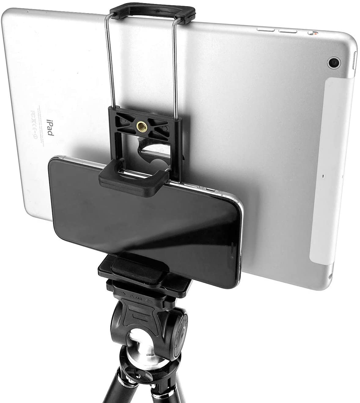 Vividia C2 Phone and Tablet Clamp Holder Mount to Tripod Monopod with Two Standard 1/4"-20 Thread Holes