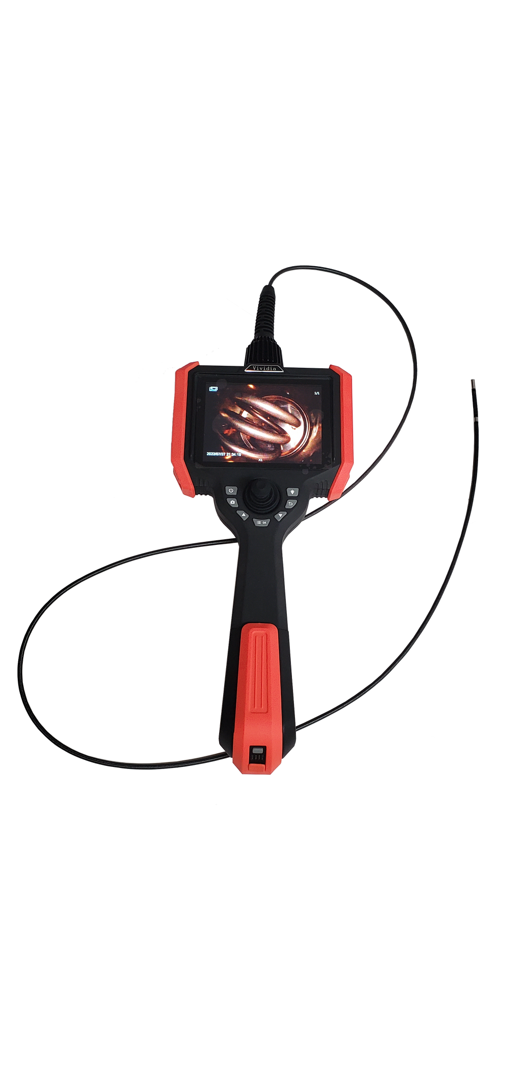 Vividia VK-3815 VK-3830 Joystick 360 Degree Articulating Video Borescope with 3.8mm Diameter 1.5 or 3 Meter Long Probe and 5" LCD Monitor