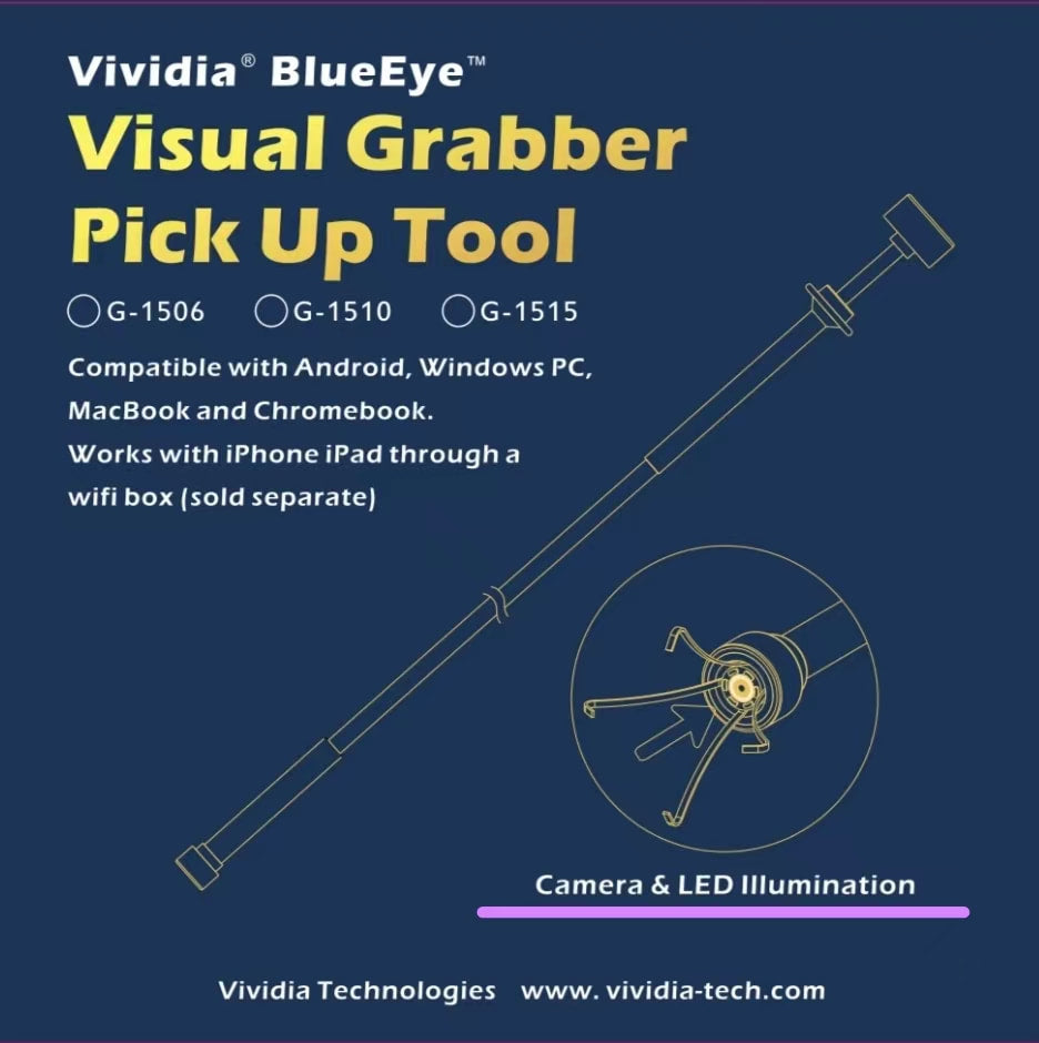 Vividia BlueEye G-1510 15mm Diameter 1m Long Flexible HD Camera Grabber Borescope Pickup Retrieval Tool