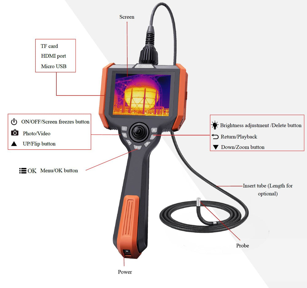 Vividia TB-K-1620 Flexible 16.5mm Joystick Thermal Borescope Camera