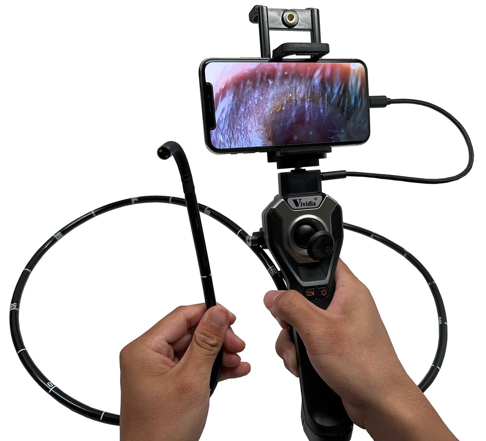 Vividia YE-80150i-28 Joystick Articulation Veterinary Endoscope for iPhone iPad Android 8mm Diameter 1.5m Probe
