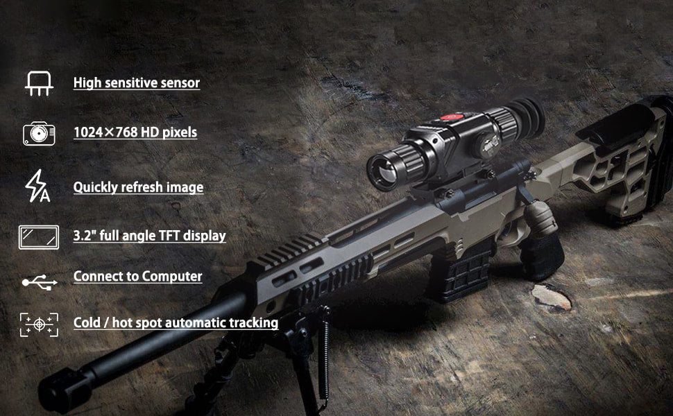 Vividia TC8 Series Riflescope Thermal Monocular Night Vision Imager Outdoor Hunting Scope 25mm, 35mm, 54mm, 75mm 384x288 Resolution