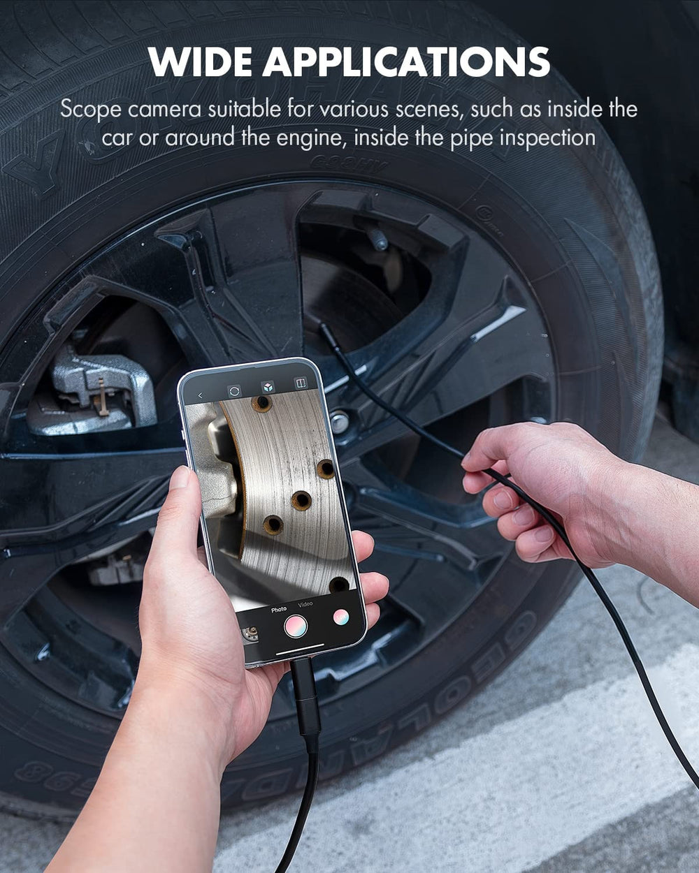 Vividia BD-8050i 8mm Semi-Rigid Dual Camera Borescope for iOS and Android