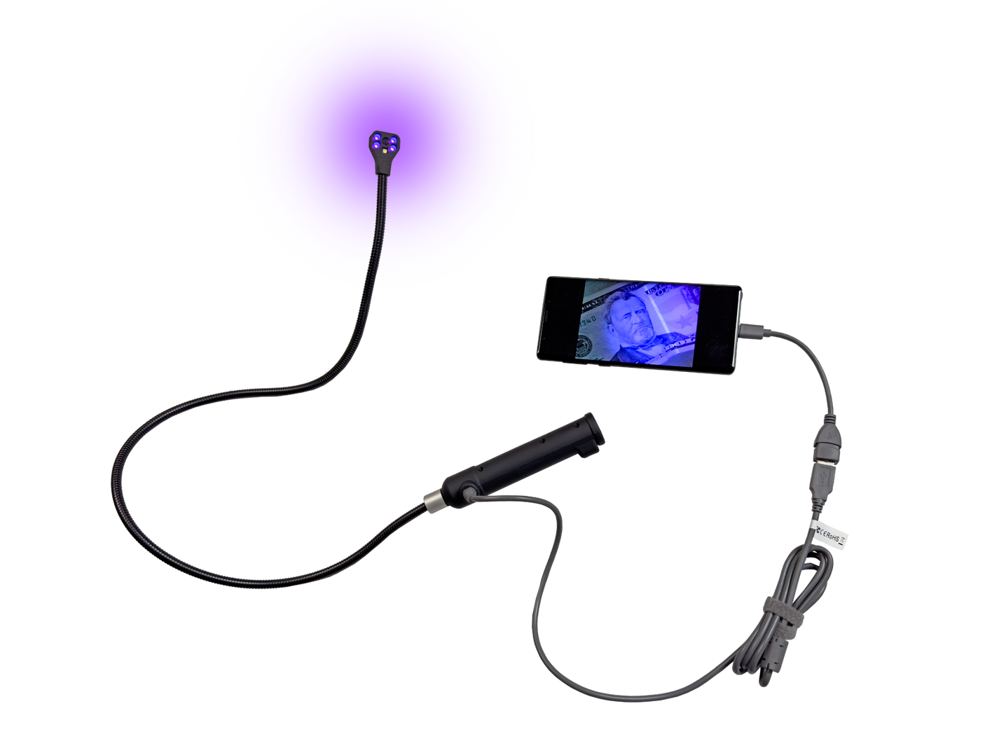 Vividia UV-100S Semi-Rigid USB UV White LED Light Inspection Camera Borescope with Side-View Camera for Windows PC Mac Android