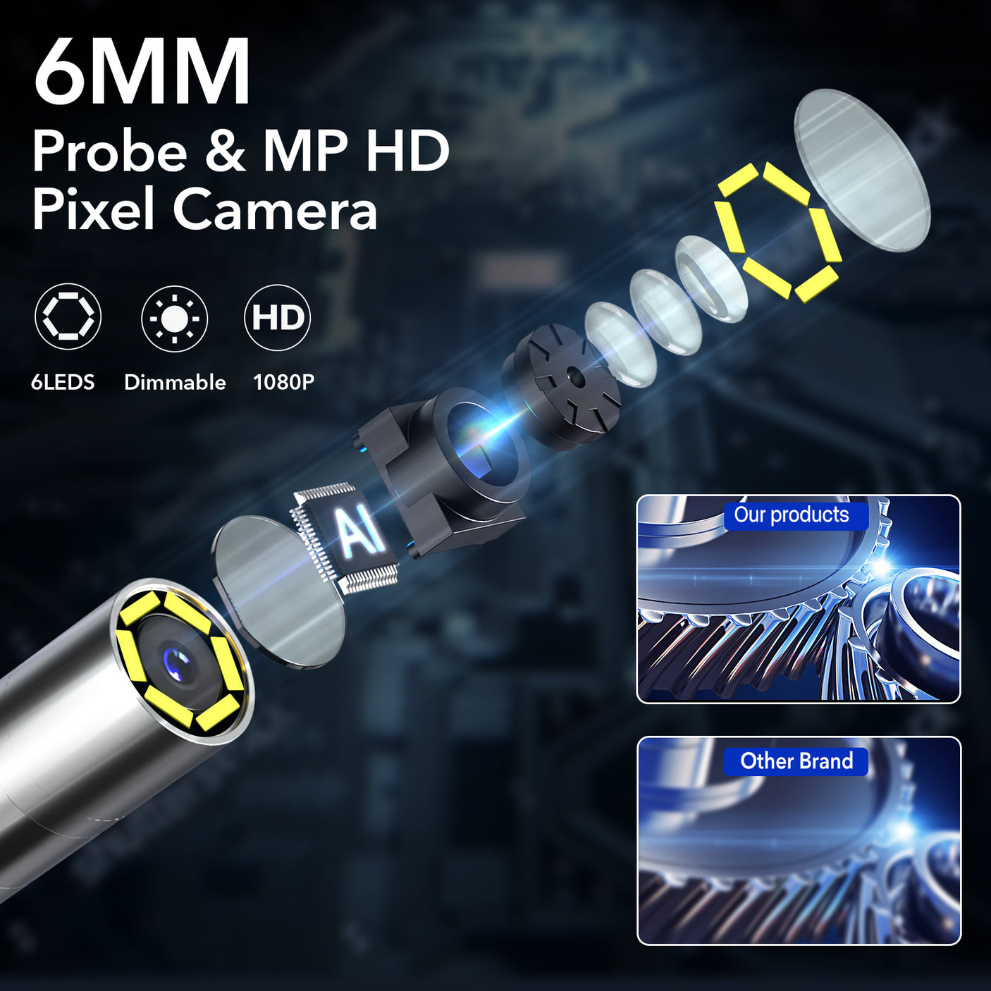 Vividia ME-610A ME-410A Flexible Joystick Articulation Video Borescope 6mm or 4mm Diameter 5" Monitor