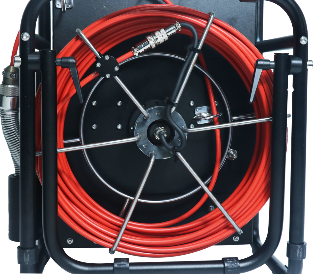 Vividia VS-33PT50 Portable Push-Rod Pan Tilt HD Pipe Inspection Camera 33mm 1.3" Diameter Camera Head 512Hz Built-in Sonde 50m / 164ft Cable