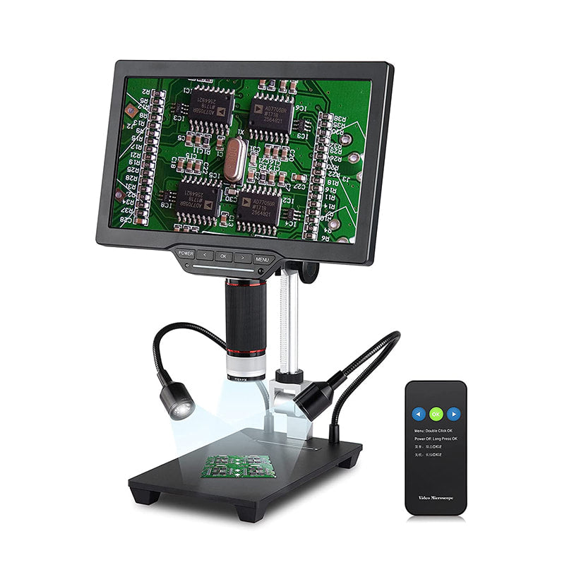 Vividia HM-410 Digital Microscope with 10" 1080p LCD Screen, Manual Focus, 350x Magnification, 4MP Image Sensor, HDMI/USB Output