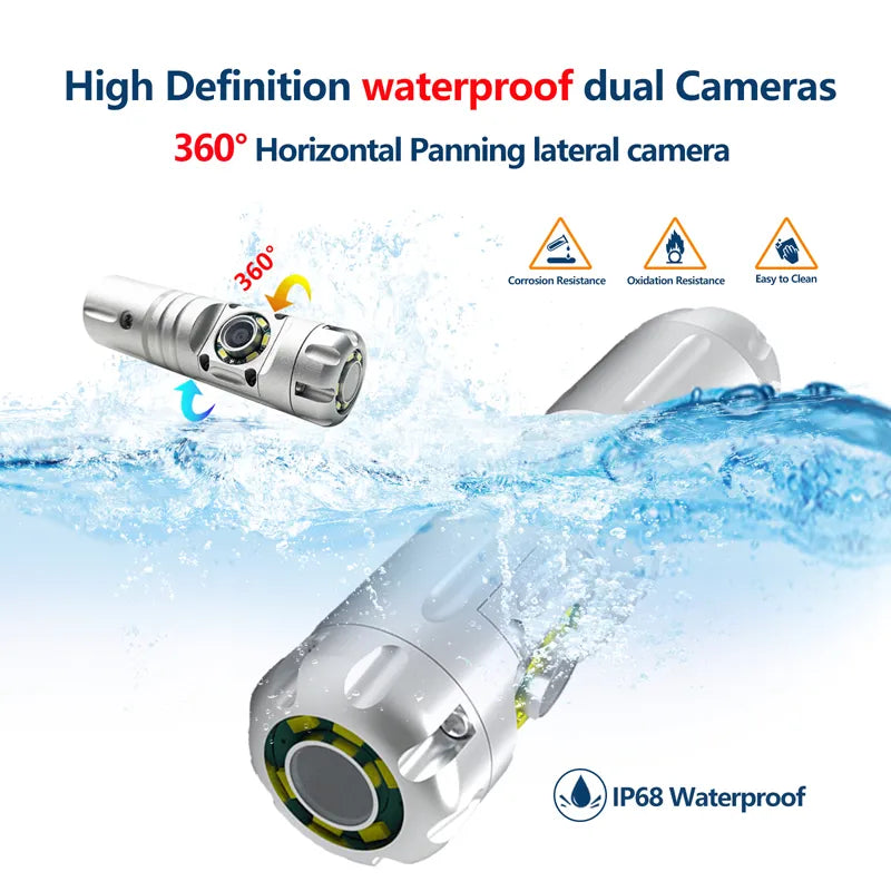 Vividia VS-12330RD Rotational Dual-Camera Pipe Inspection Camera 100ft Cable 7" Monitor