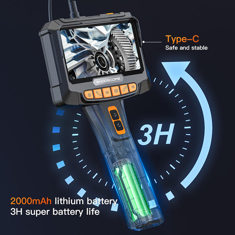 Vividia BD-8050R Dual Camera Rotational Head Borescope with 8mm / 0.32" Probe 5 Meter / 16ft Long and 4.5" LCD Monitor